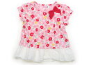 ミキハウス miki HOUSE Tシャツ・カットソー 80 女の子 花柄ピンクレッド 子供服 ベビー服 キッズ アウトレット ユーズド 【中古】キッズ・ベビー...