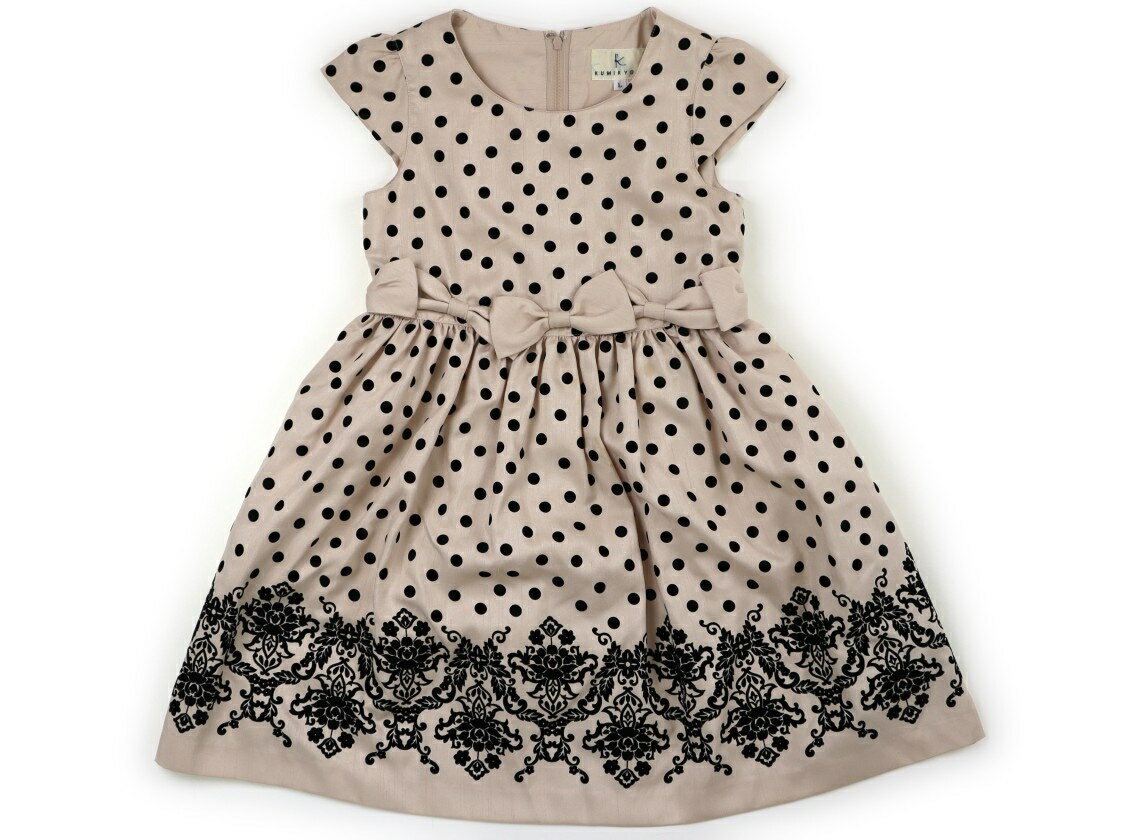 組曲 Kumikyoku ドレス 120 女の子 ピンクベージュ×ブラックドット 子供服 ベビー服 キッズ アウトレット ユーズド 【中古】キッズ・ベビー・マタニティ