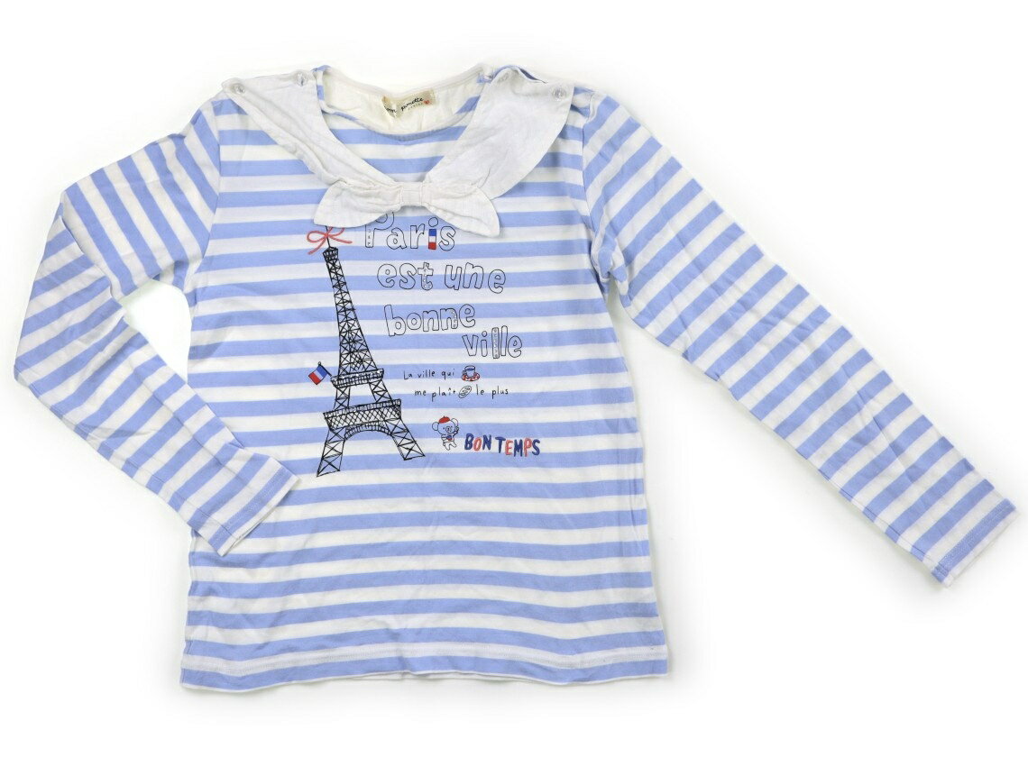 　ブランド 　pom ponette(ポンポネット) 　カテゴリー 　Tシャツ・カットソー 　サイズ 　160サイズ 　色 　ペールブルーボーダー 　状態 　★★★ 　記名 　なし 　ジャンル 　Girl コットンレーヨン地。衿は取り外し可能。ラインストーン装飾。全体的に使用感がありますが目立つ汚れはなくまだお使い頂けそうです。 ＊【状態】【サイズ】に関しての詳しい説明はこちら