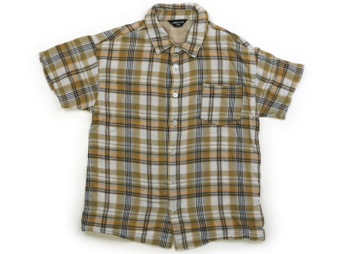 コムサイズム COMME CA ISM シャツ・ブラウス 140 男の子 マスタード・ホワイト・チェック 子供服 ベビー服 キッズ アウトレット ユーズド 【中古】キッズ・ベビー・マタニティ