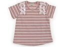 パンパンチュチュ panpantutu Tシャツ・カットソー 90 女の子 ローズピンク オフホワイト ボーダー りぼん 子供服 ベビー服 キッズ アウトレット ユーズド 【中古】キッズ・ベビー・マタニティ(4)