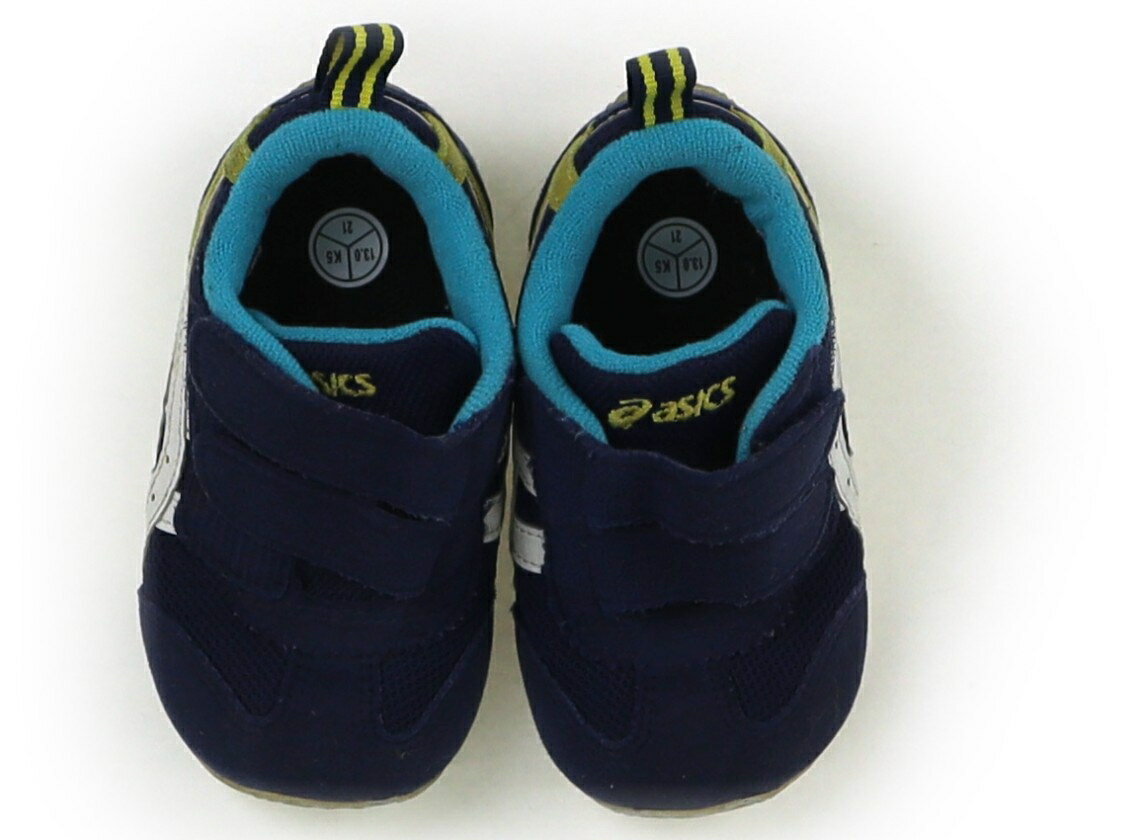 　ブランド 　Asics(アシックス) 　カテゴリー 　スニーカー 　サイズ 　靴13cm〜 　色 　ブルー・イエロー 　状態 　★★ 　記名 　なし 　ジャンル 　Boy 13cm表記。踵すり減り、全体的に汚れがあり使用感が強めですがまだお使いいただけそうです。 ＊【状態】【サイズ】に関しての詳しい説明はこちら