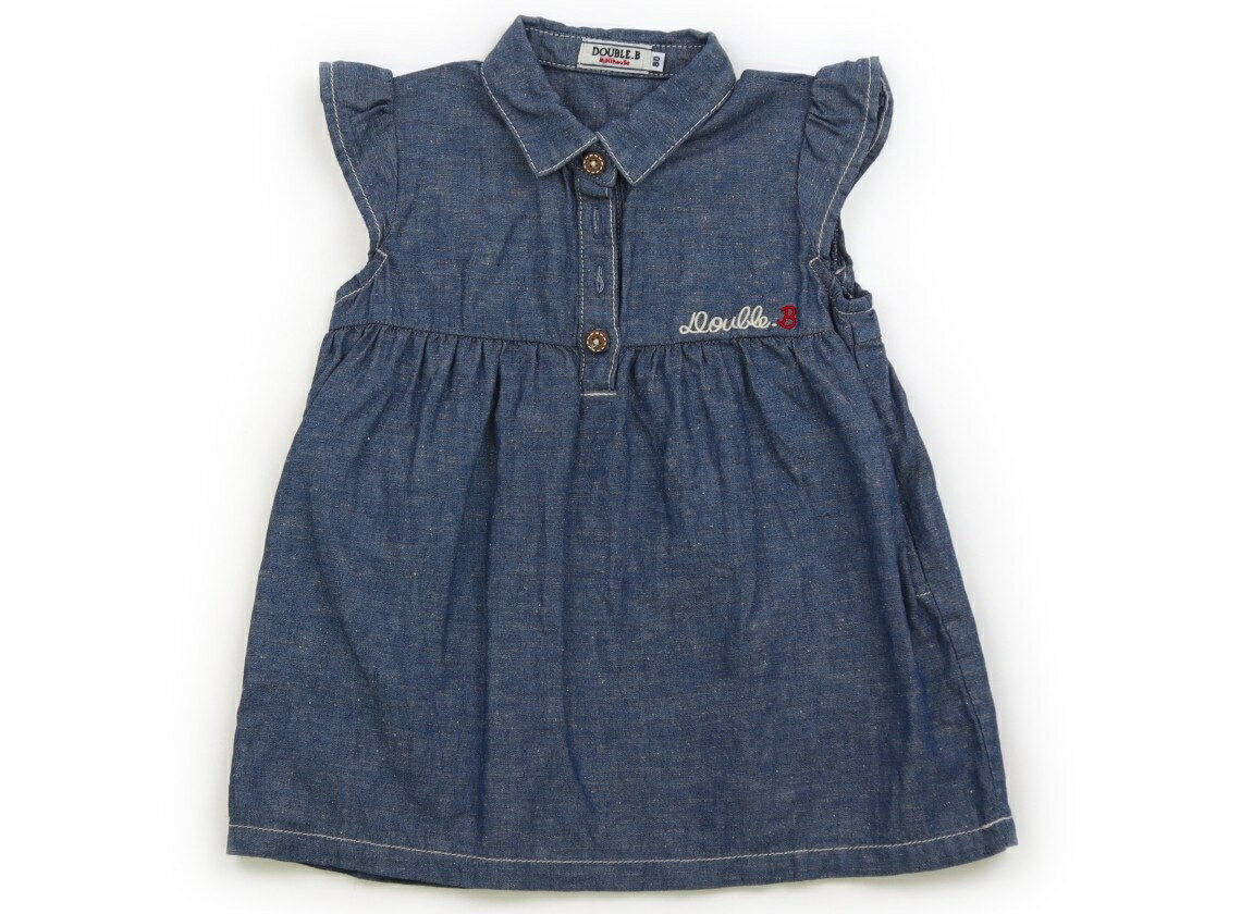 ダブルB Double B ワンピース 80 女の子 インディゴブルー、ブラウンボタン 子供服 ベビー服 キッズ アウトレット ユーズド 【中古】キッズ・ベビー・マタニティ