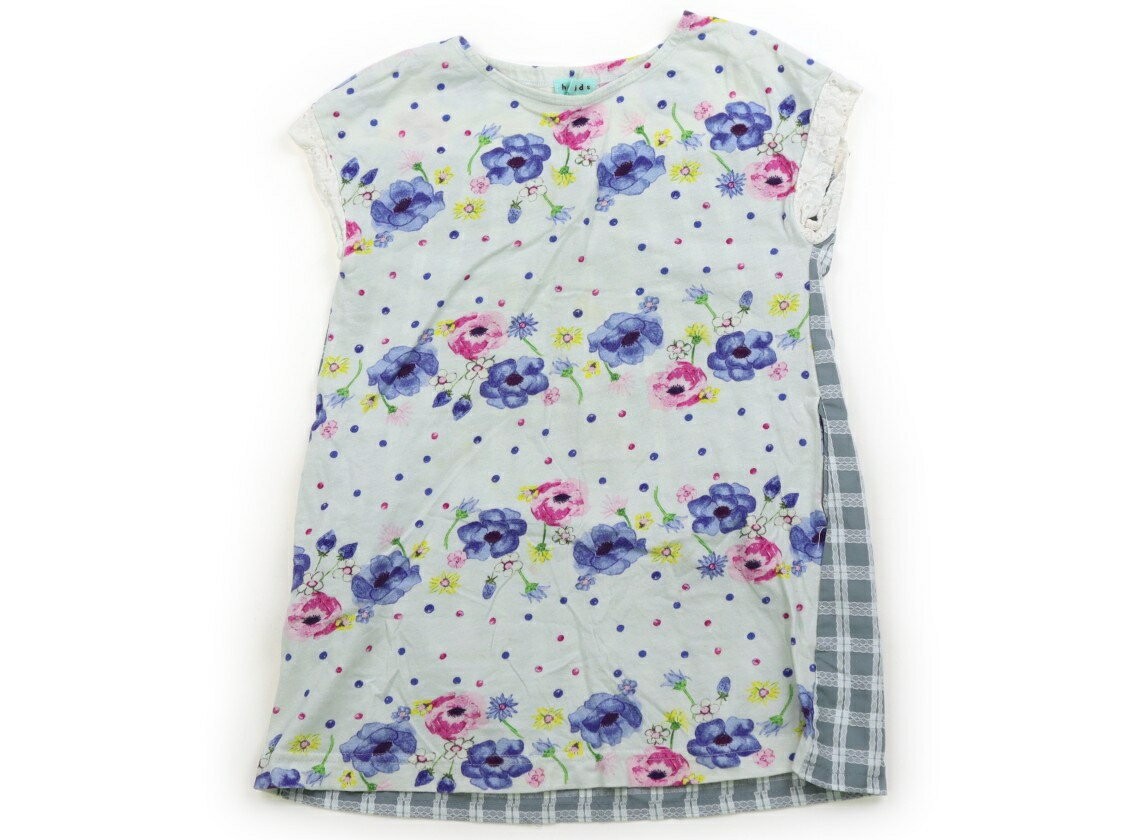 ハッカ HAKKA チュニック 100 女の子 ホワイト×カラフル花柄・グレー×ホワイト格子柄 子供服 ベビー服 キッズ アウトレット ユーズド 【中古】キッズ・ベビー・マタニティ