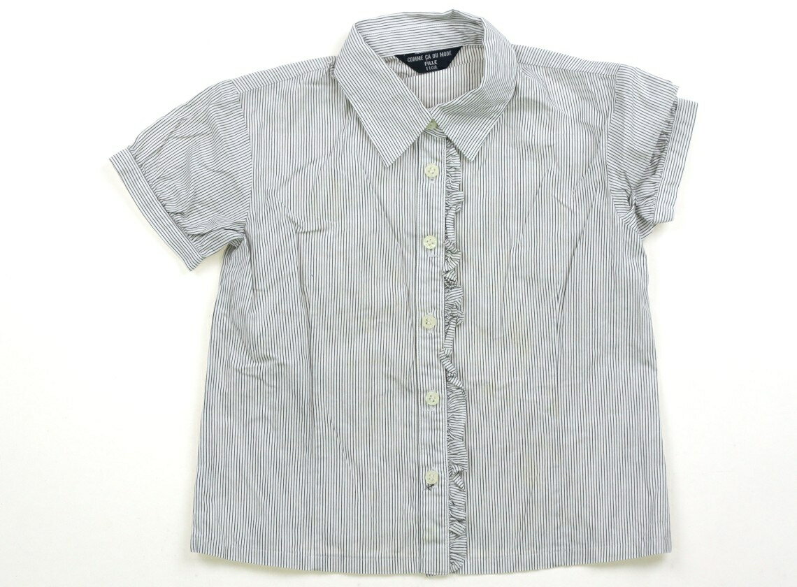 コムサフィユ COMME CA FILLE シャツ・ブラウス 110 女の子 ストライプ、フリル 子供服 ベビー服 キッズ アウトレット ユーズド 【中古】キッズ・ベビー・マタニティ