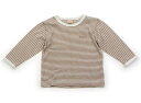 プティマイン petit main Tシャツ・カットソー 90 男の子 キャメル・ホワイト・ボーダー 子供服 ベビー服 キッズ アウトレット ユーズド 【中古】キッズ・ベビー・マタニティ(4)