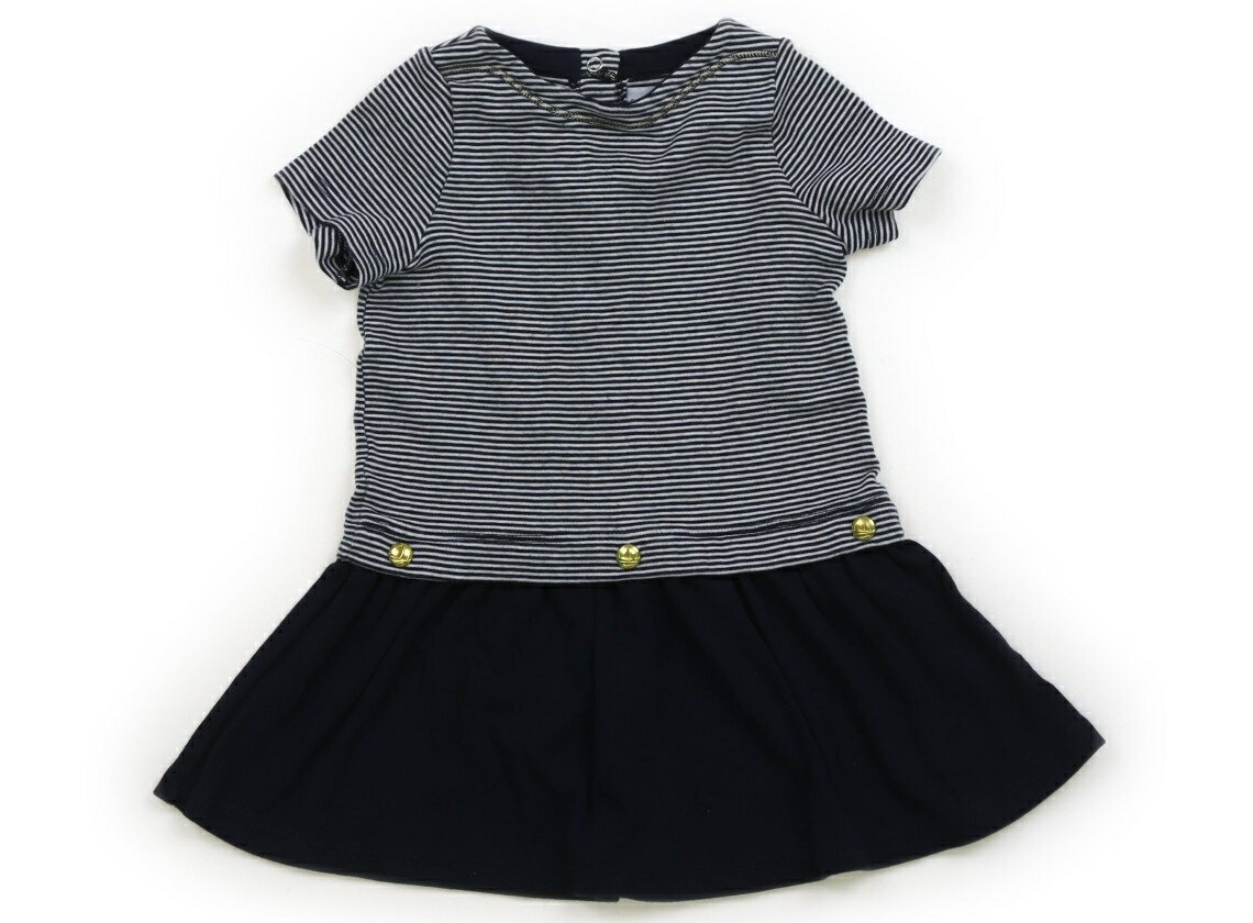 プチバトー PETIT BATEAU ワンピース 70 女の子 ネイビー・ボーダー 子供服 ベビー服 キッズ アウトレット ユーズド 【中古】キッズ・ベビー・マタニティ