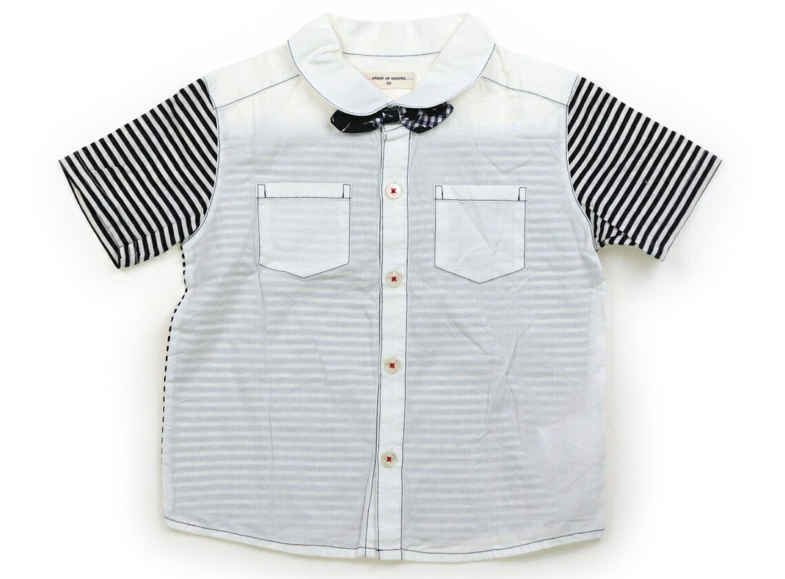 センスオブワンダー Sense of Wonder シャツ・ブラウス 110 男の子 ホワイト・モノトーンボーダー 子供..