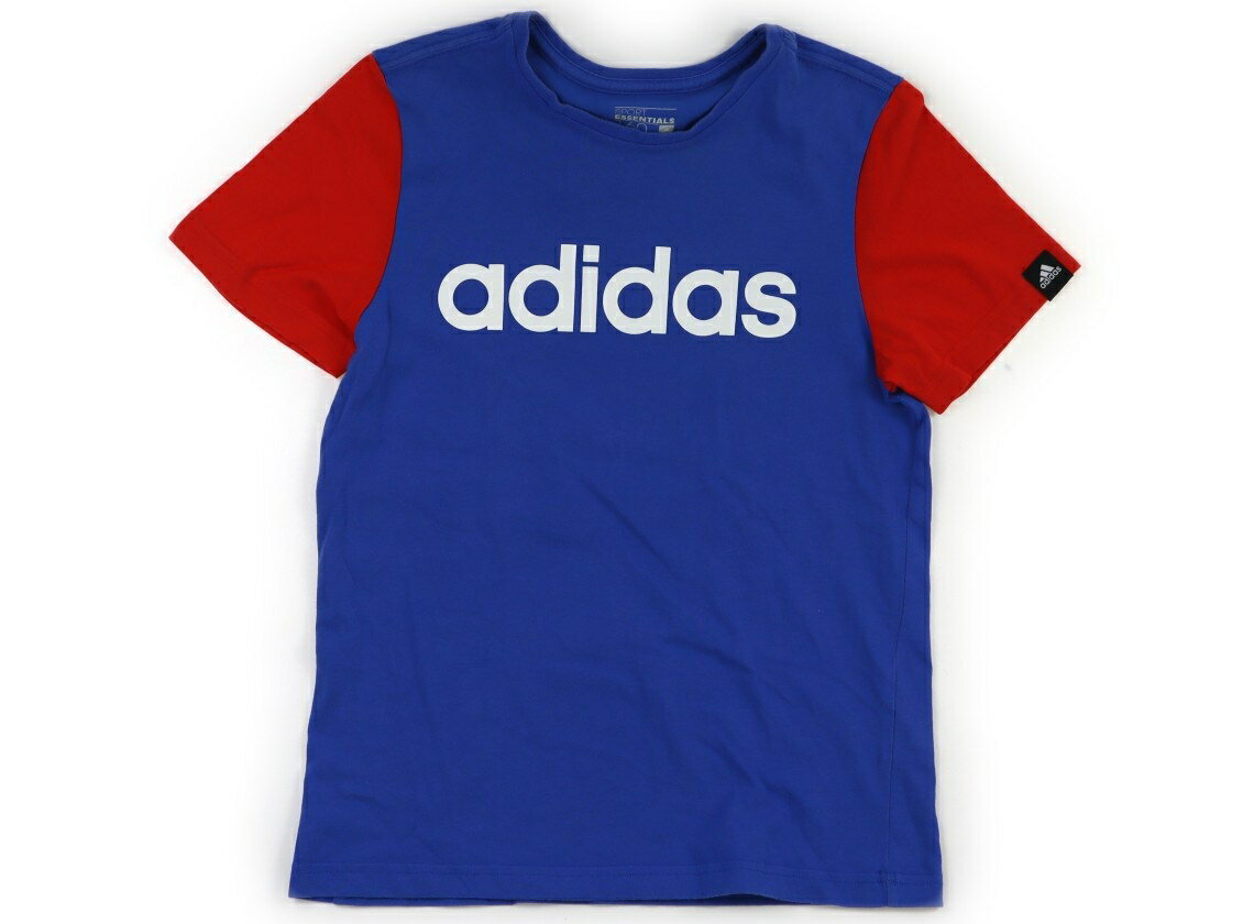 アディダス Adidas Tシャツ・カットソー 160 男の子 青　赤　ブランドロゴ 子供服 ベビー服 キッズ アウトレット ユーズド 【中古】キッズ・ベビー・マタニティ