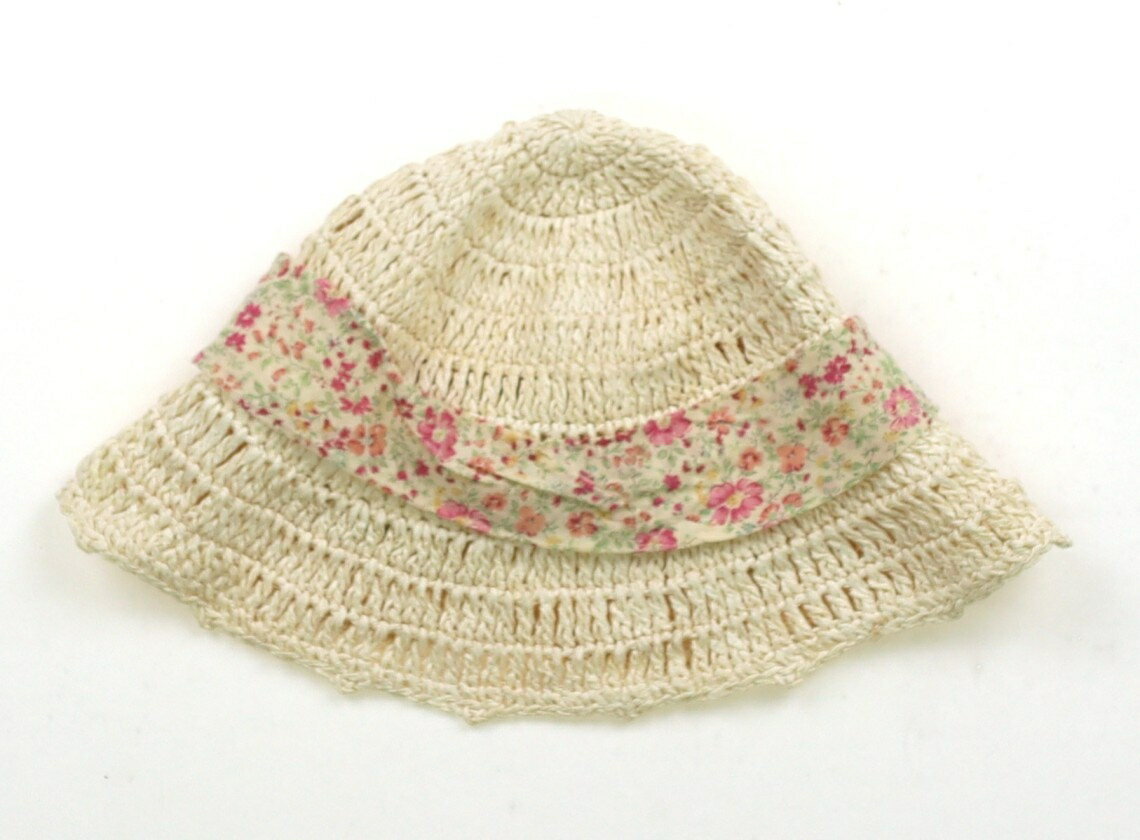 ハッカ HAKKA 帽子 Hat/Cap 女の子 アイボリー リボン ピンク花柄 子供服 ベビー服 キッズ アウトレット ユーズド 【中古】キッズ ベビー マタニティ