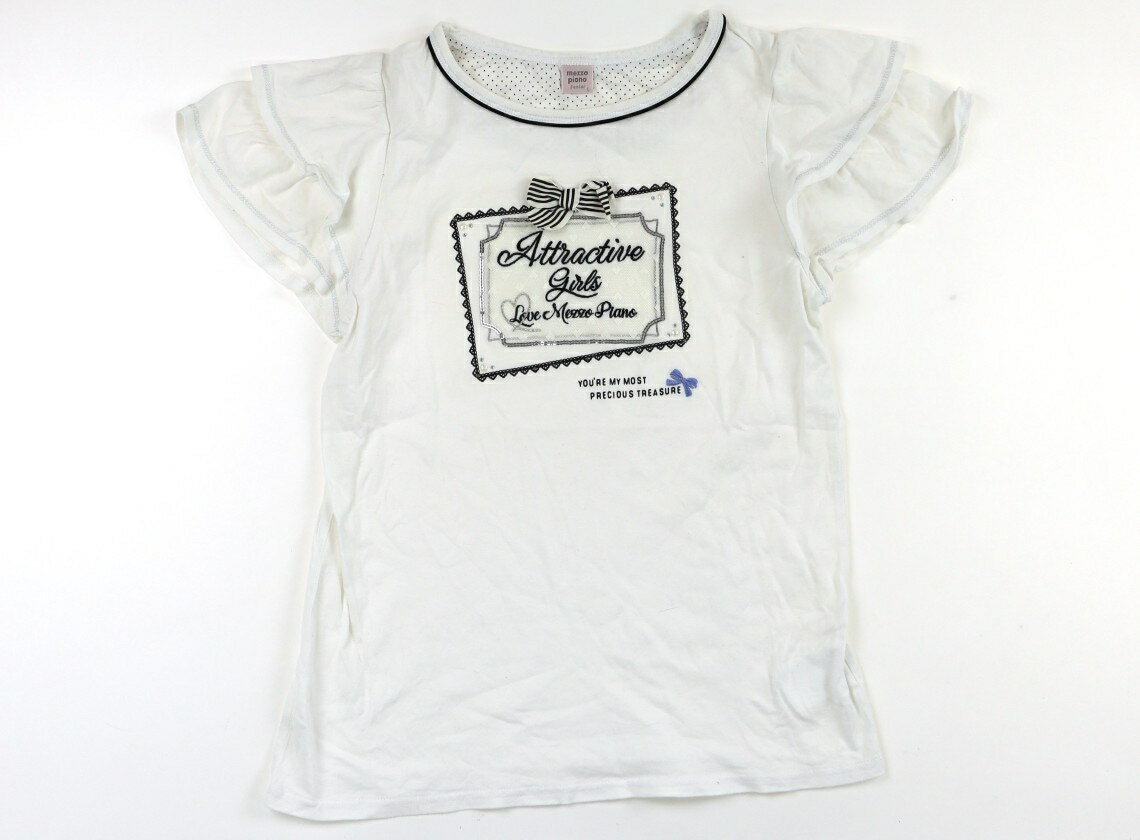 メゾピアノ mezzo piano Tシャツ・カットソー 160 女の子 ホワイト・ハートチュール 子供服 ベビー服 キッズ アウトレット ユーズド 【中古】キッズ・ベビー・マタニティ