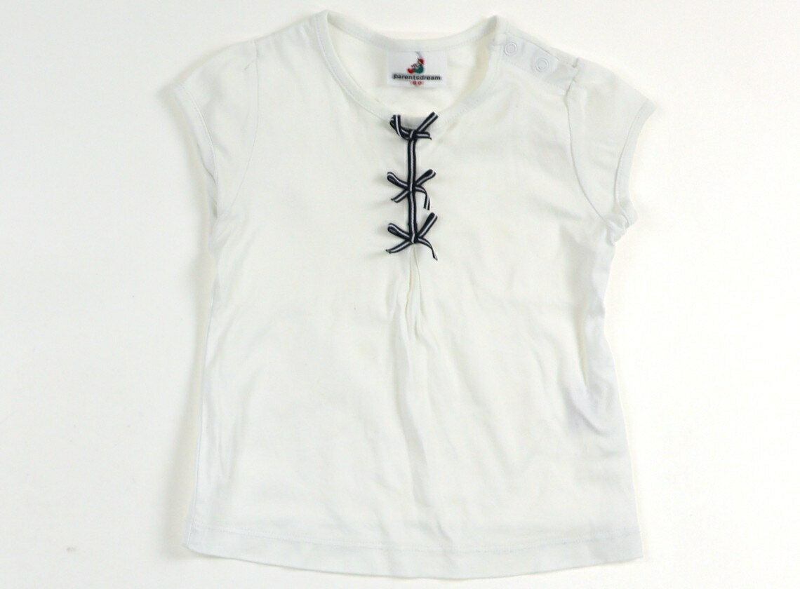 Rakuten - ペアレンツドリーム Parents Dream Tシャツ・カットソー 90 女の子 白紺リボン 子供服 ベビー服 キッズ アウトレット ユーズド 【中古】キッズ・ベビー・マタニティ