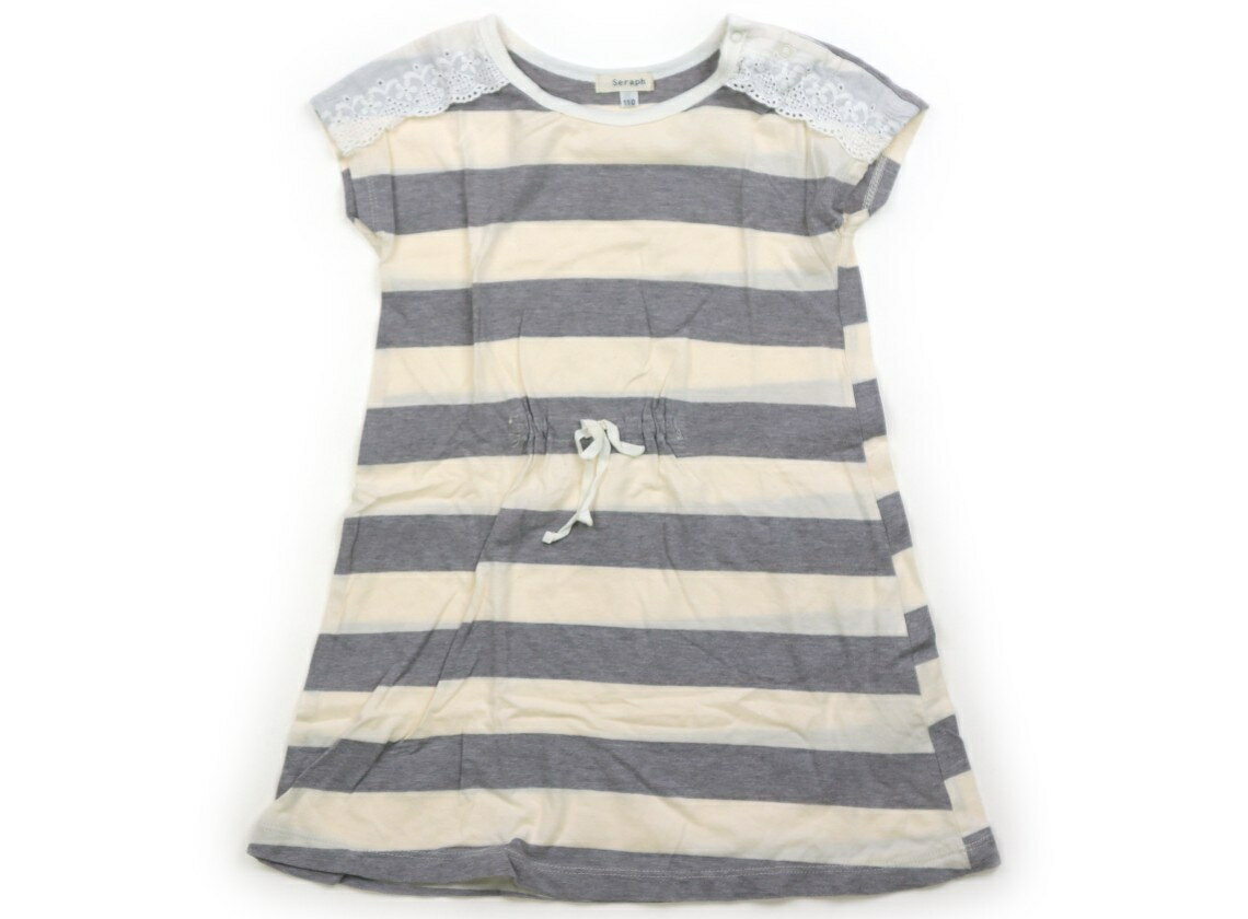 T-Shirts （Short Sleeve） - セラフ Seraph チュニック 110 女の子 グレー、ボーダー、レース 子供服 ベビー服 キッズ アウトレット ユーズド 【中古】キッズ・ベビー・マタニティ