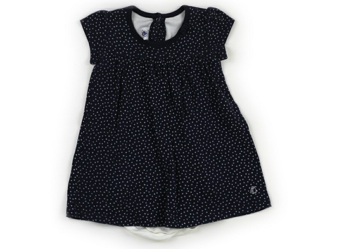 プチバトー PETIT BATEAU ワンピース 80 女の子 紺、白 子供服 ベビー服 キッズ アウトレット ユーズド 【中古】キッズ・ベビー・マタニティ