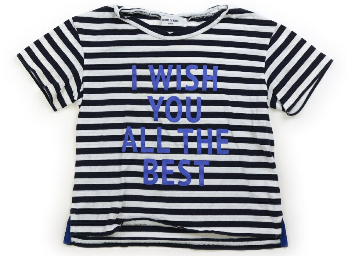 コムサフィユ COMME CA FILLE Tシャツ・カットソー 110 男の子 白紺ボーダー 子供服 ベビー服 キッズ アウトレット ユーズド 【中古】キッズ・ベビー・マタニティ