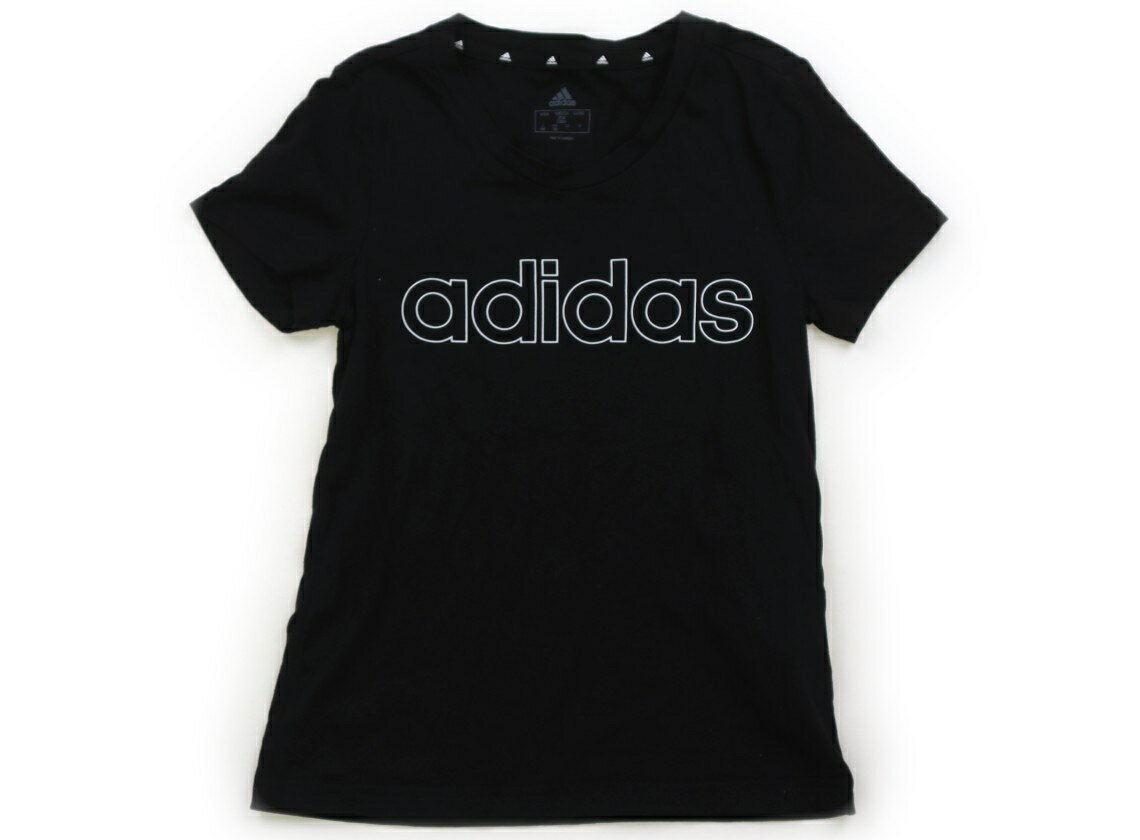 アディダス Adidas Tシャツ・カットソー 140 男の子 黒、ロゴ 子供服 ベビー服 キッズ アウトレット ユーズド 【中古】キッズ・ベビー・マタニティ
