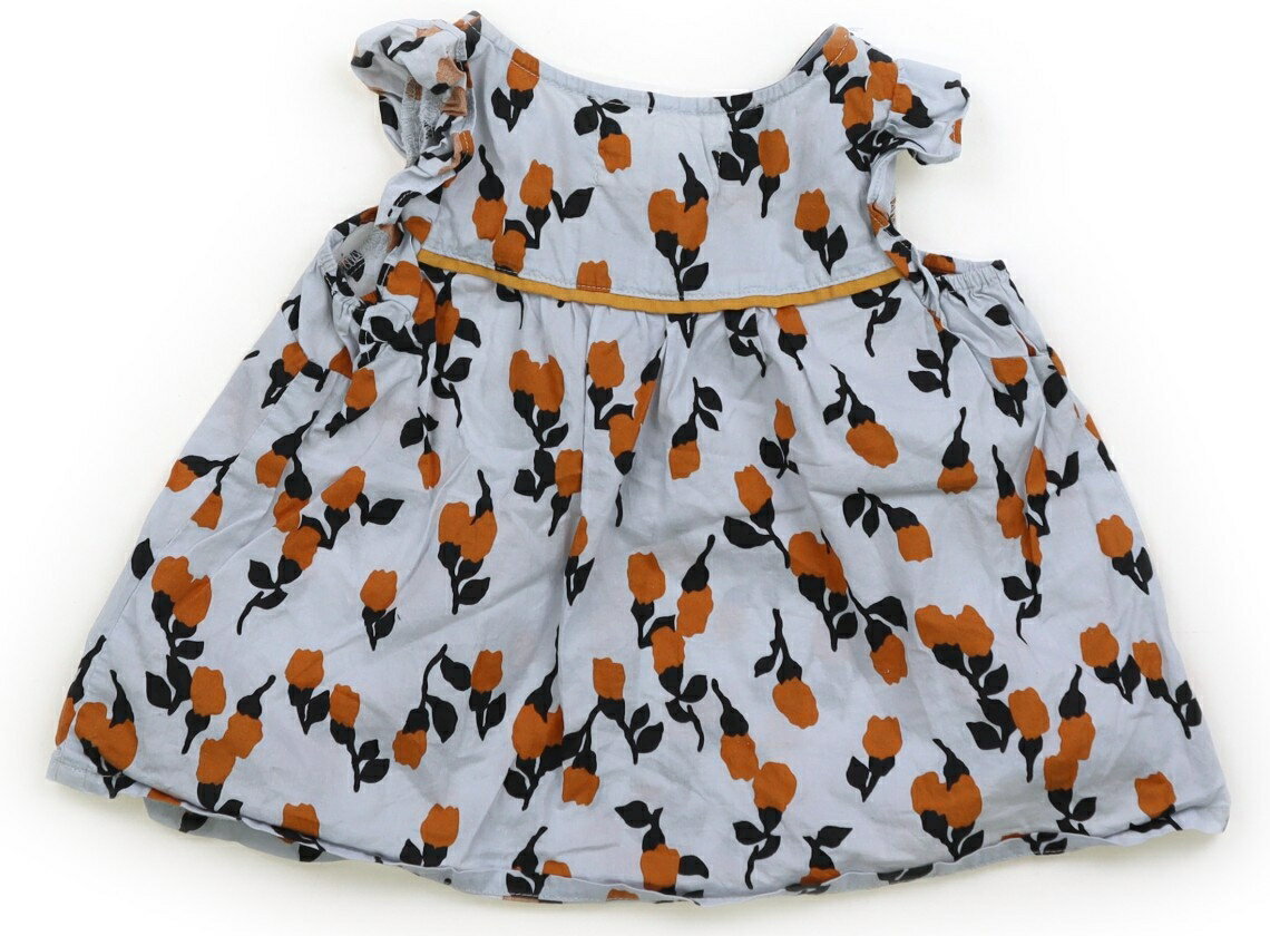 ラブ＆ピース＆マネー Love&Peace&Money チュニック 80 女の子 ダスティブルー×ブラウン花柄 子供服 ベビー服 キッズ アウトレット ユーズド 【中古】キッズ・ベビー・マタニティ