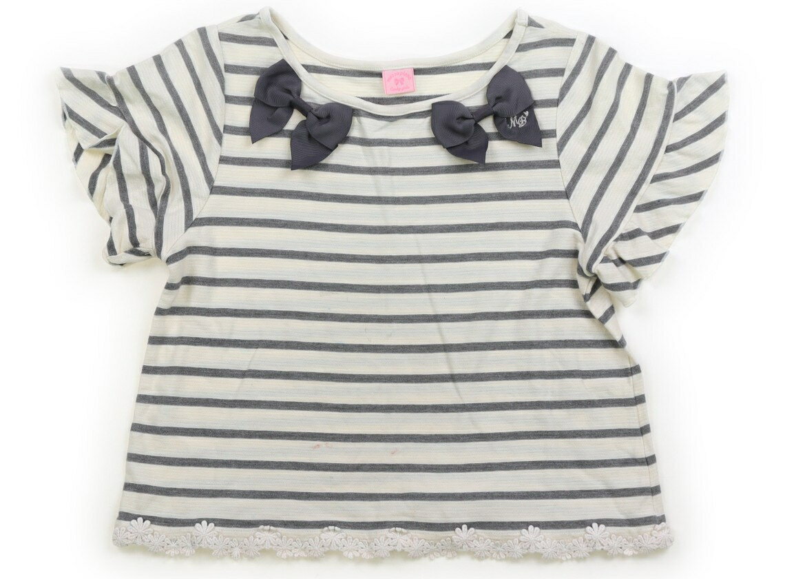 メゾピアノ mezzo piano Tシャツ・カットソー 140 女の子 白グレーボーダー 子供服 ベビー服 キッズ アウトレット ユーズド 【中古】キッズ・ベビー・マタニティ