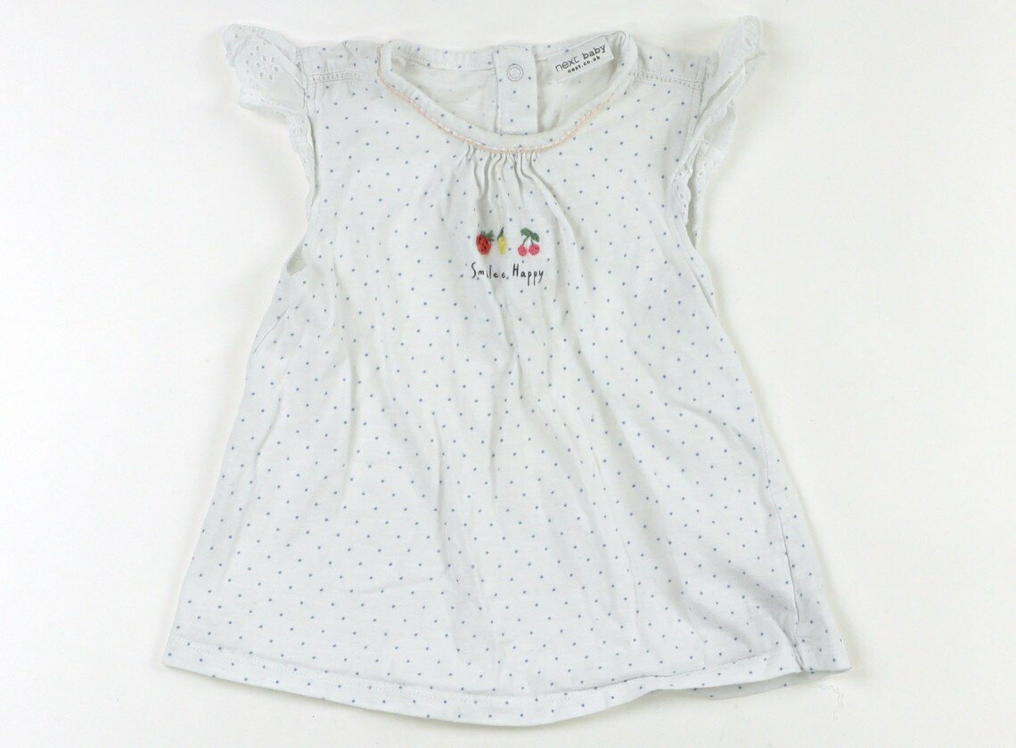 ネクスト NEXT Tシャツ・カットソー 90 女の子 白、ブルードット 子供服 ベビー服 キッズ アウトレット ユーズド 【中古】キッズ・ベビー・マタニティ