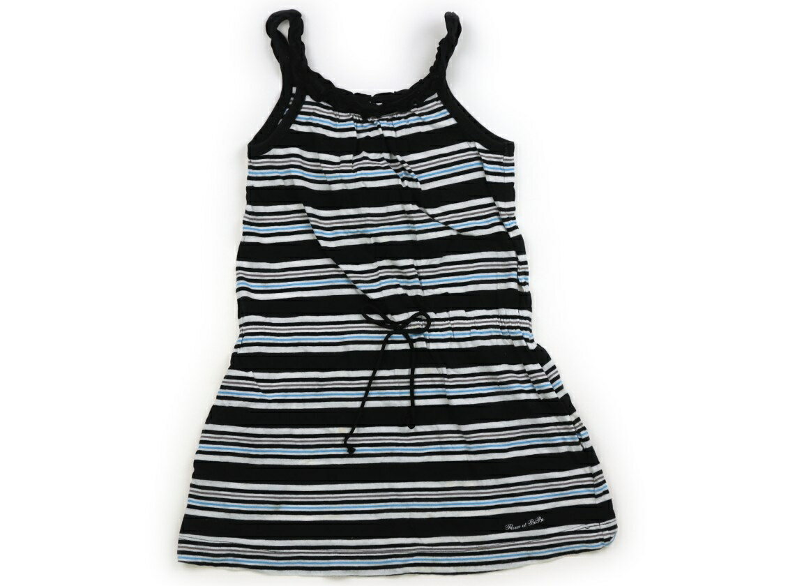 べべ BeBe ワンピース 120 女の子 黒　オフホワイト　水色　ボーダー 子供服 ベビー服 キッズ アウトレット ユーズド 【中古】キッズ・ベビー・マタニティ