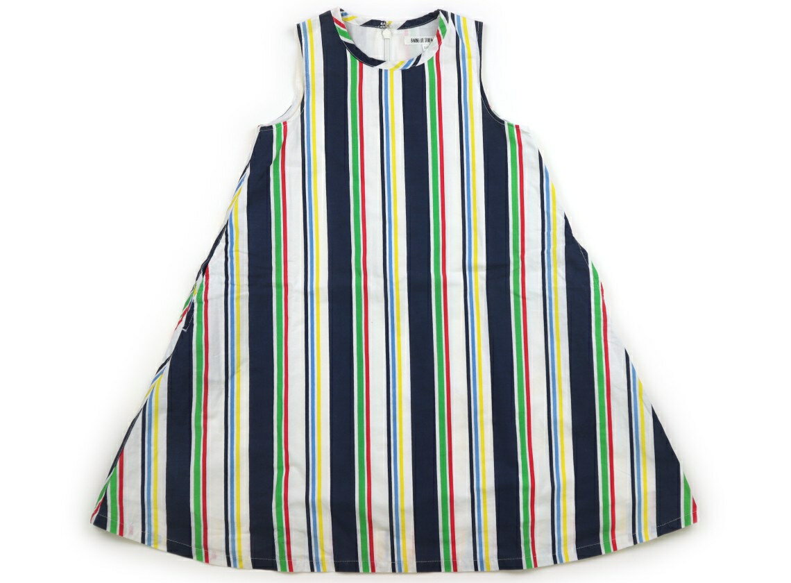 ビームス BEAMS ワンピース 110 女の子 ストライプ　ネイビー　赤 子供服 ベビー服 キッズ アウトレット ユーズド 【中古】キッズ・ベビー・マタニティ