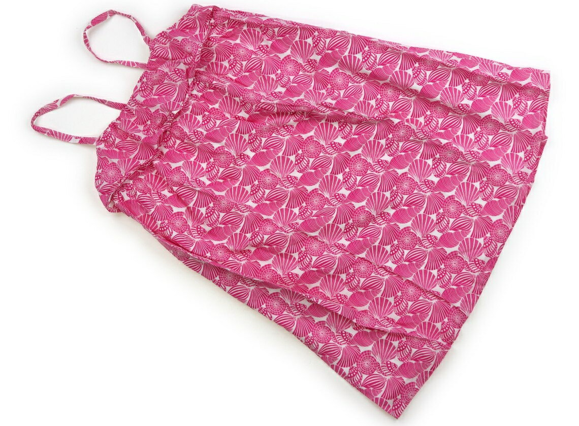 ランズエンド LAND 039 S END ワンピース 140 女の子 ホワイト ピンク 総柄 子供服 ベビー服 キッズ アウトレット ユーズド 【中古】キッズ ベビー マタニティ