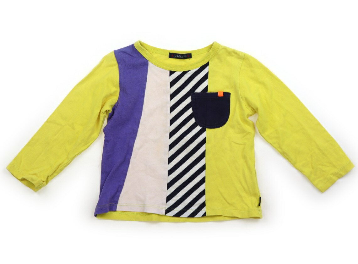 カルディア Caldia Tシャツ・カットソー 100 男の子 黄 ボーダー、白、ネイビー 子供服 ベビー服 キッズ アウトレット ユーズド 【中古】キッズ・ベビー・マタニティ