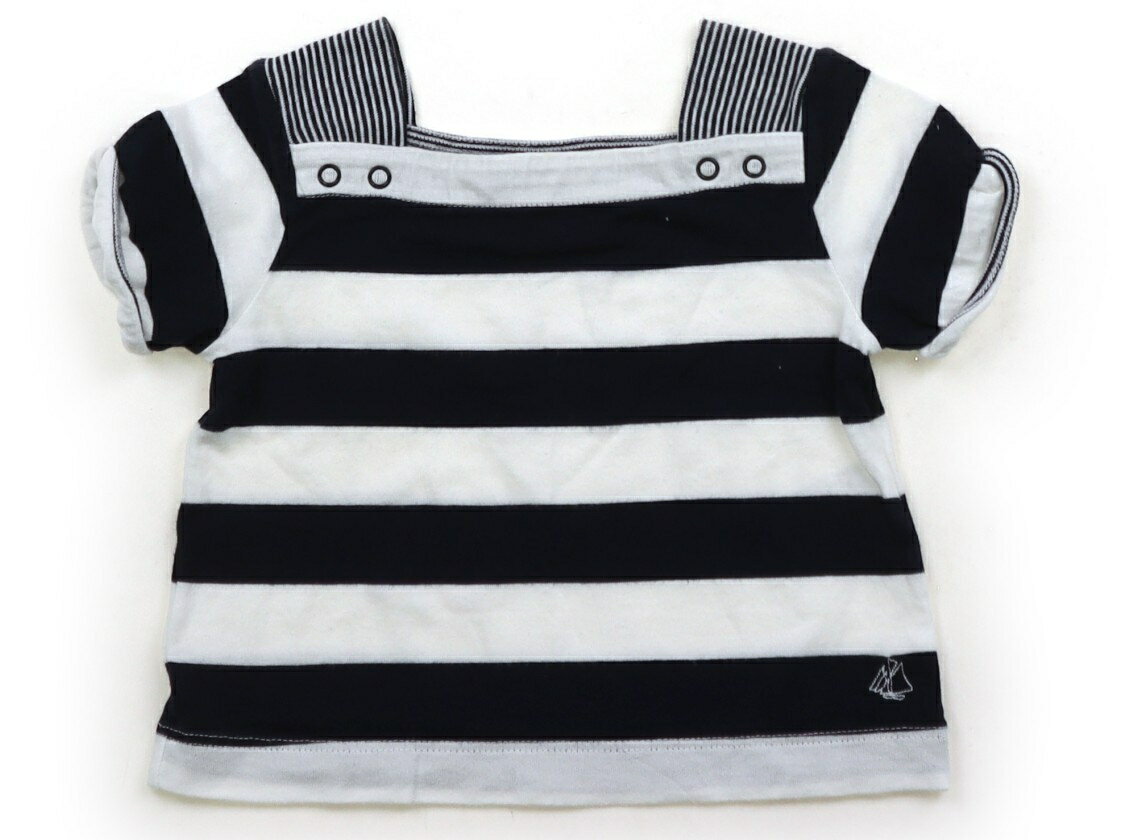プチバトー PETIT BATEAU Tシャツ・カットソー 60 女の子 ホワイト・ネイビーボーダー 子供服 ベビー服 キッズ アウトレット ユーズド 【中古】キッズ・ベビー・マタニティ