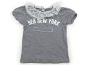 ピーチ&クリーム Peach & Cream Tシャツ・カットソー 80 女の子 杢グレー×ホワイト 子供服 ベビー服 キッズ アウトレット ユーズド 【中古】キッズ・ベビー・マタニティ