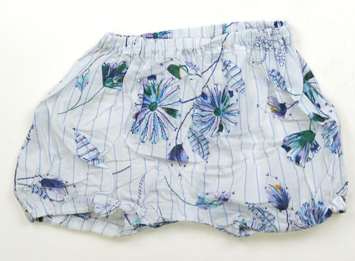 Long-Trousers, Trousers - ハッカ HAKKA ショートパンツ 60 女の子 ホワイト×パステルブルーストライプ×花柄 子供服 ベビー服 キッズ アウトレット ユーズド 【中古】キッズ・ベビー・マタニティ