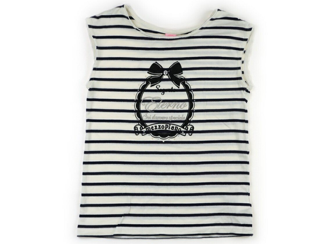 Mezzo Piano Tank Top/Camisole, Size 140, Girls, White/Navy/Striped, Children's Clothing, Baby Clothes, Kids, Outlet, Used [Pre-owned] Kids, Baby, Maternity