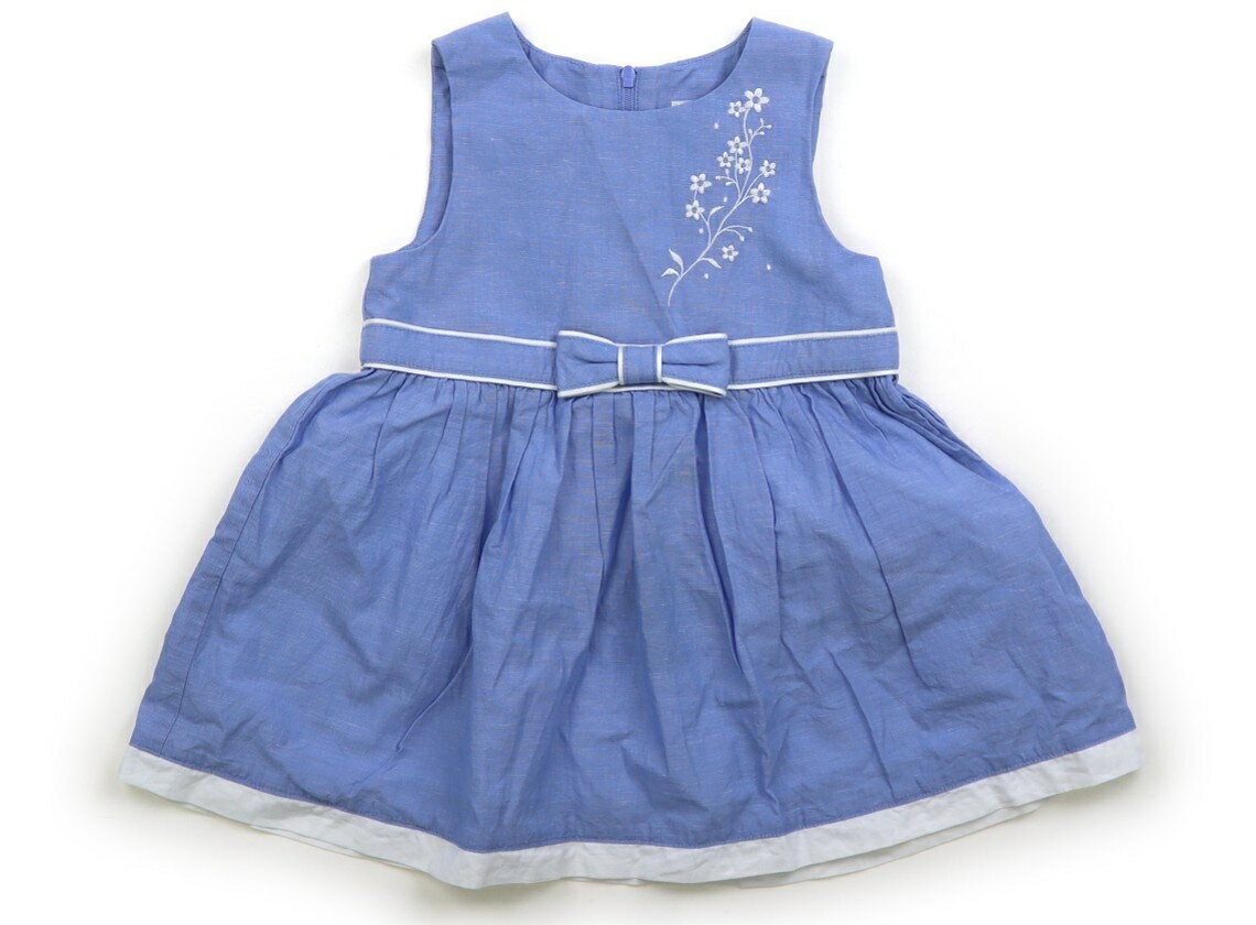 組曲 Kumikyoku ワンピース 90 女の子 ブルー、花刺繍 子供服 ベビー服 キッズ アウトレット ユーズド 【中古】キッズ・ベビー・マタニティ
