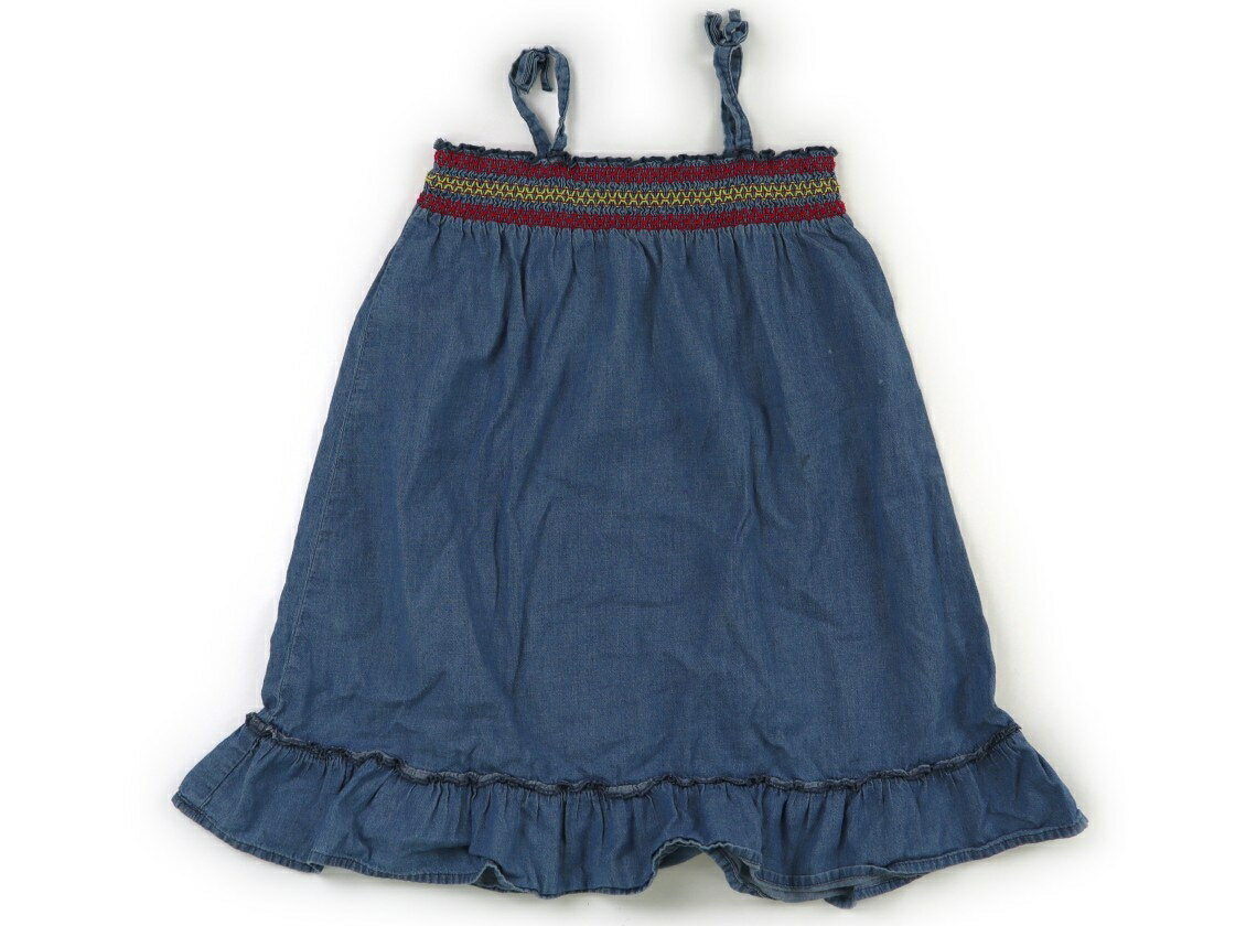 オシュコシュ OSHKOSH ワンピース 110 女の子 ブルー、ピンク・黄色のステッチ 子供服 ベビー服 キッズ アウトレット ユーズド 【中古】キッズ・ベビー・マタニティ