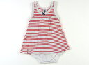 プチバトー PETIT BATEAU ロンパース 60 女の子 白、ピンクボーダー 子供服 ベビー服 キッズ アウトレット ユーズド 【中古】キッズ・ベビー・マ...