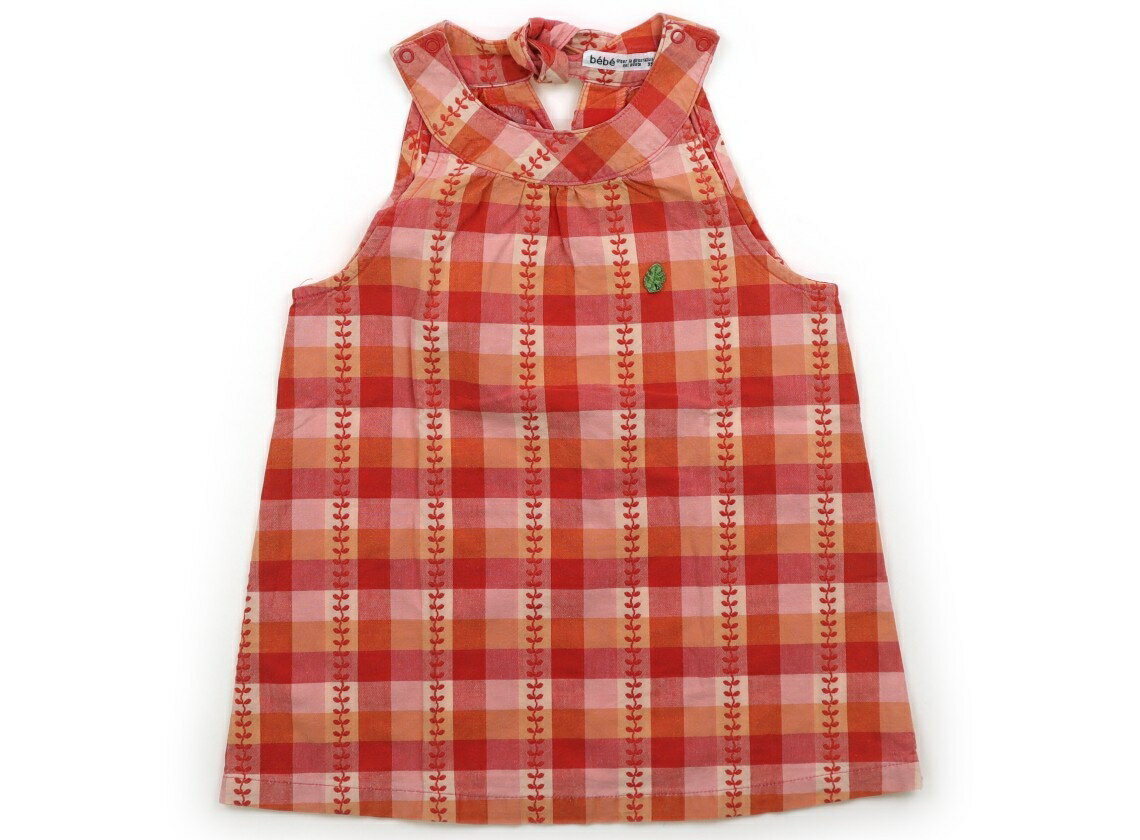 洋装 - べべ BeBe ワンピース 95 女の子 オレンジ系・チェック 子供服 ベビー服 キッズ アウトレット ユーズド 【中古】キッズ・ベビー・マタニティ