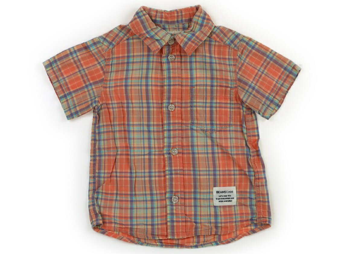 ビームス BEAMS シャツ・ブラウス 90 男の子 オレンジ・ブルー系チェック 子供服 ベビー服 キッズ アウトレット ユーズド 【中古】キッズ・ベビー・マタニティ