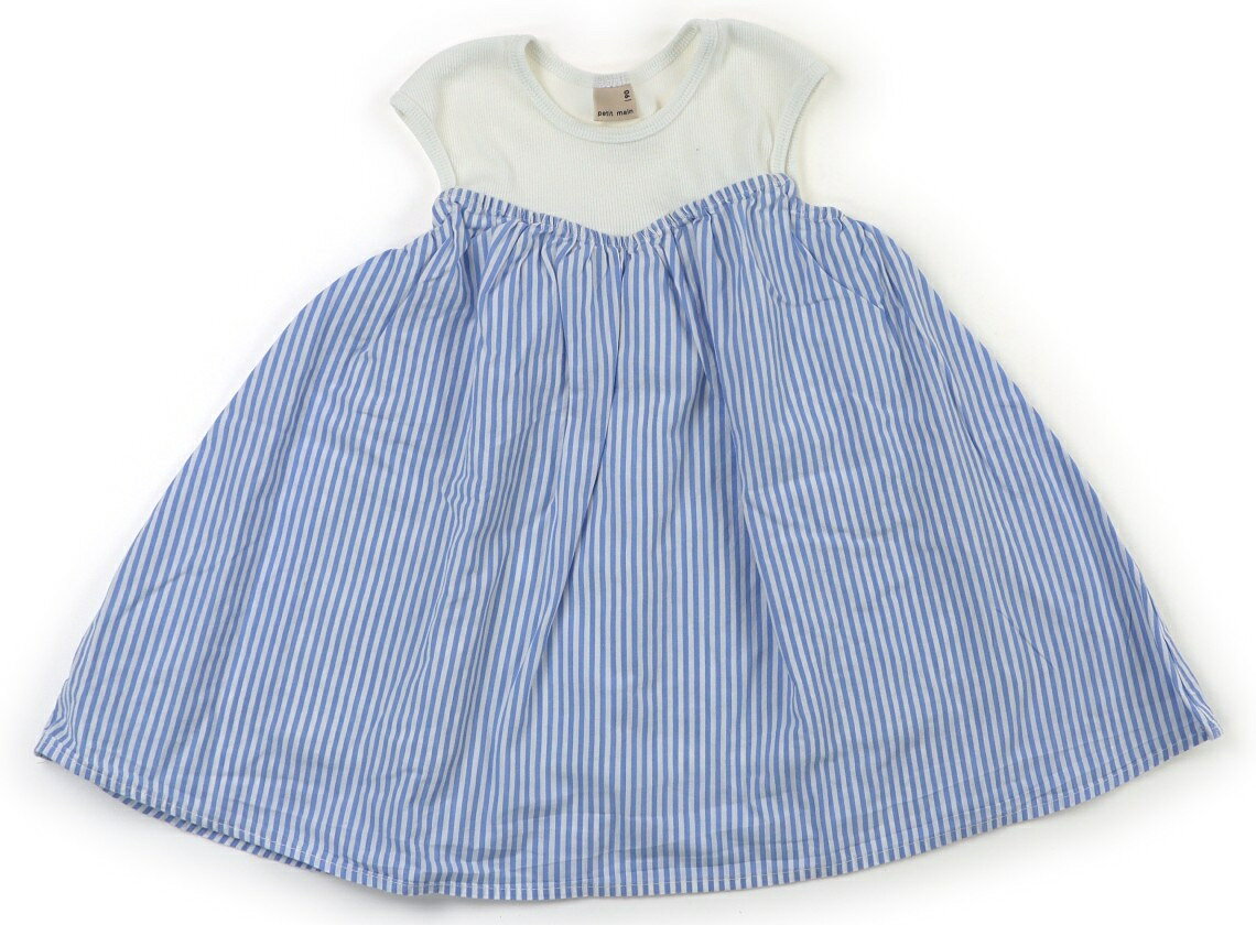 Rakuten - プティマイン petit main ワンピース 90 女の子 白　サックスブルー　 子供服 ベビー服 キッズ アウトレット ユーズド 【中古】キッズ・ベビー・マタニティ