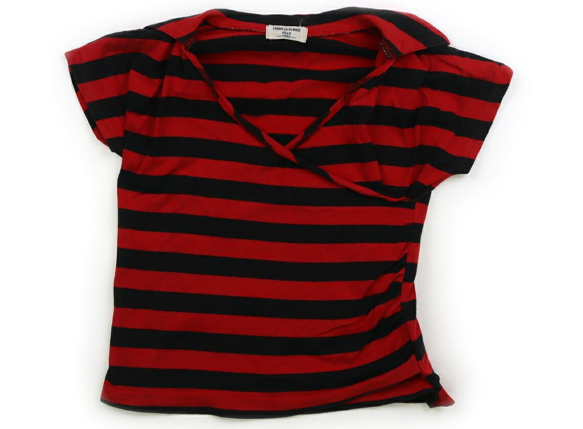 コムサデモード COMME CA DU MODE Tシャツ・カットソー 130 女の子 ブラック・レッドボーダー 子供服 ベビー服 キッズ アウトレット ユーズド 【中古】キッズ・ベビー・マタニティ