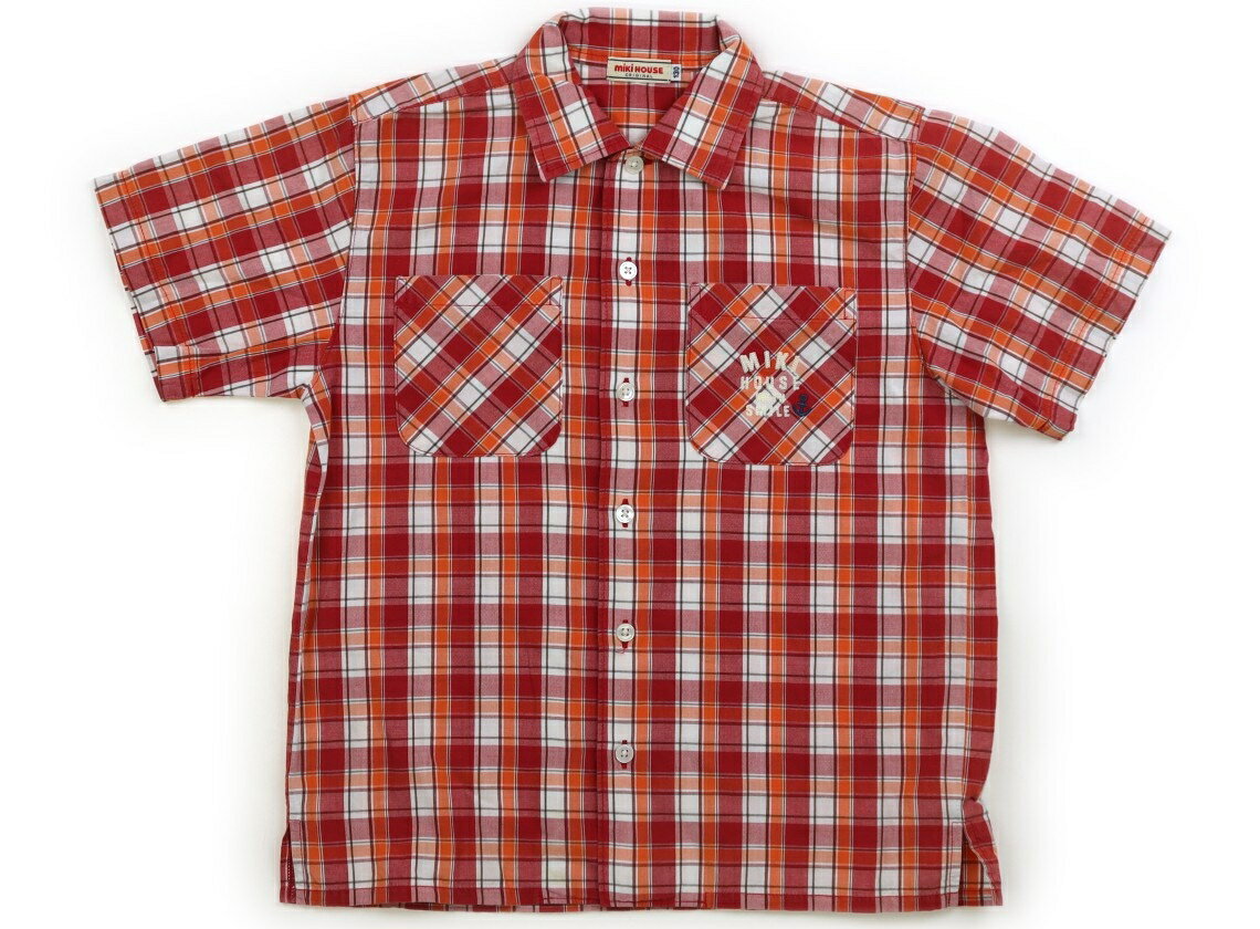 ミキハウス miki HOUSE シャツ・ブラウス 130 男の子 マルチカラーチェック柄　ロゴ刺しゅう　 子供服 ベビー服 キッズ アウトレット ユーズド 【中古】キッズ・ベビー・マタニティ