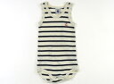 プチバトー PETIT BATEAU ロンパース 70 女の子 クリームホワイト×ネイビーボーダー 子供服 ベビー服 キッズ アウトレット ユーズド 【中古】キ...