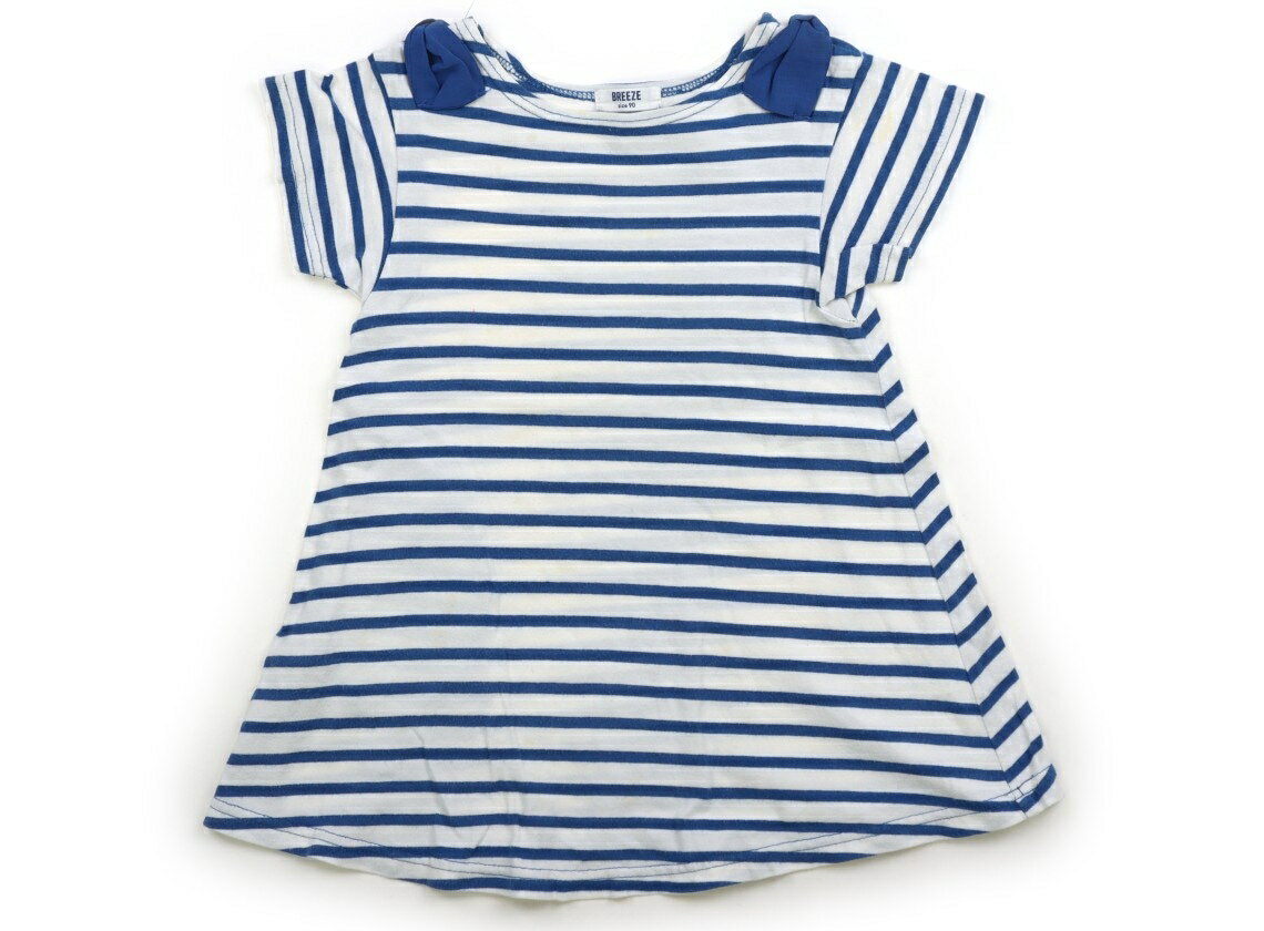 Rakuten - ブリーズ BREEZE ワンピース 90 女の子 ブルーボーダー・オフ白・リボン 子供服 ベビー服 キッズ アウトレット ユーズド 【中古】キッズ・ベビー・マタニティ