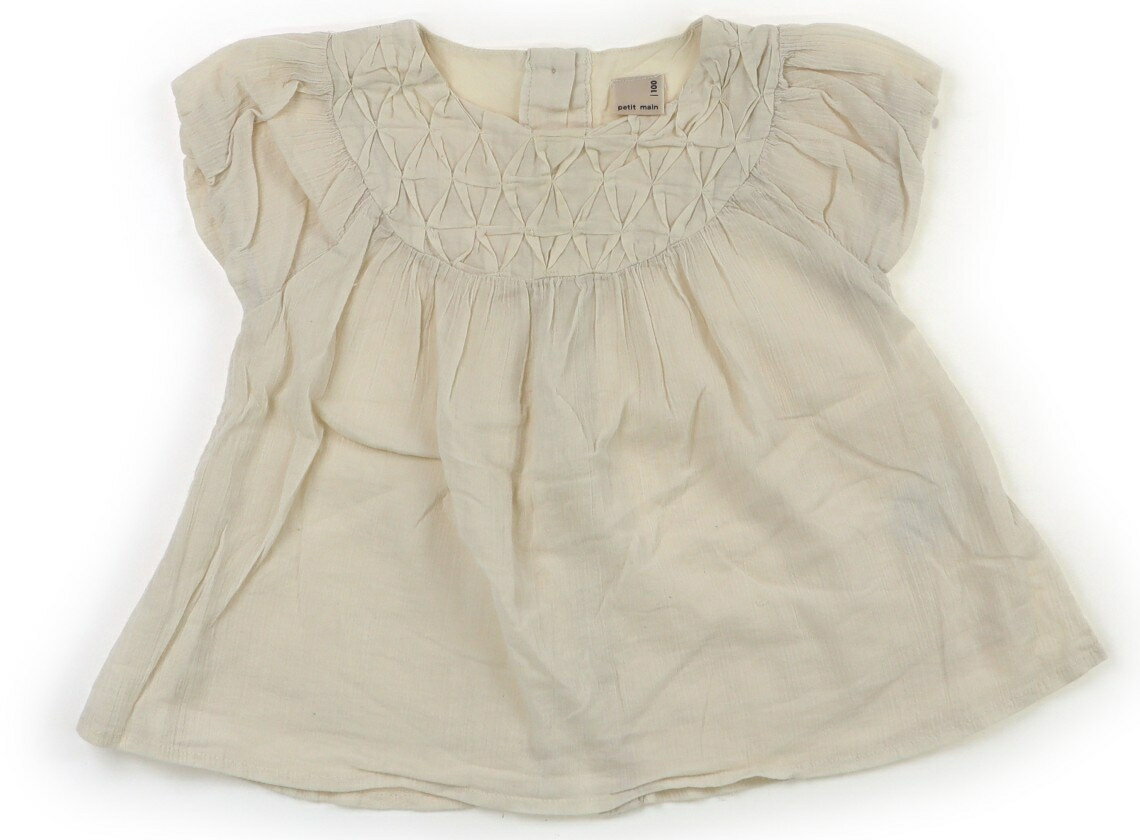 　ブランド 　petit main(プティマイン) 　カテゴリー 　チュニック 　サイズ 　100サイズ 　色 　アイボリー 　状態 　★★（返品不可） 　記名 　なし 　ジャンル 　Girl 綿ガーゼ生地。首元に黄ばみ、前部分に引っ掛け傷、洗いざらし感あります。後ろのリボンは欠損しています。 ＊【状態】【サイズ】に関しての詳しい説明はこちら