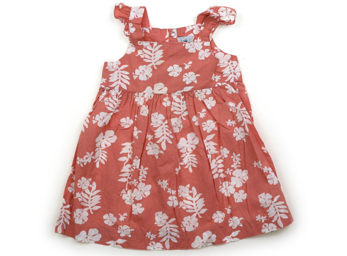プチバトー PETIT BATEAU ジャンパースカート 80 女の子 ピンク・オフホワイトハイビスカス柄 子供服 ベビー服 キッズ アウトレット ユーズド 【中古】キッズ・ベビー・マタニティ
