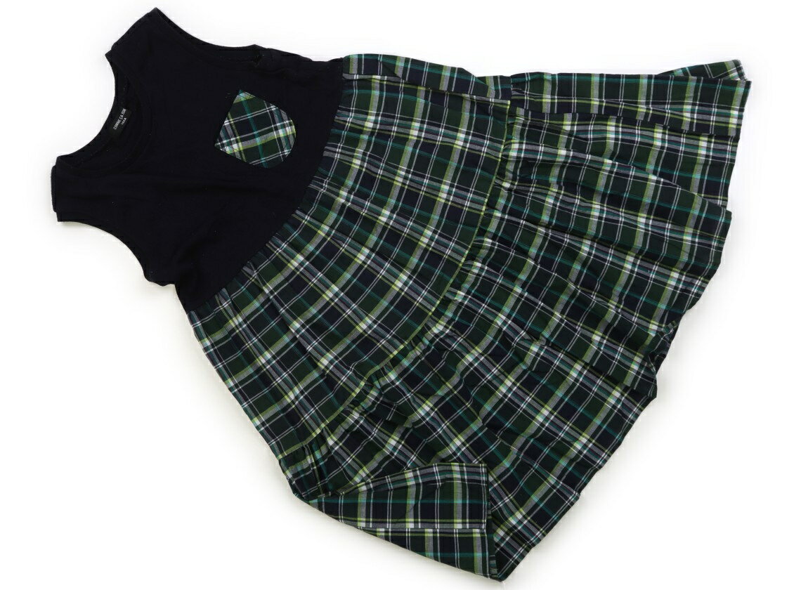コムサイズム COMME CA ISM ワンピース 140 女の子 ネイビー・グリーン・チェック 子供服 ベビー服 キッズ アウトレット ユーズド 【中古】キッズ・ベビー・マタニティ