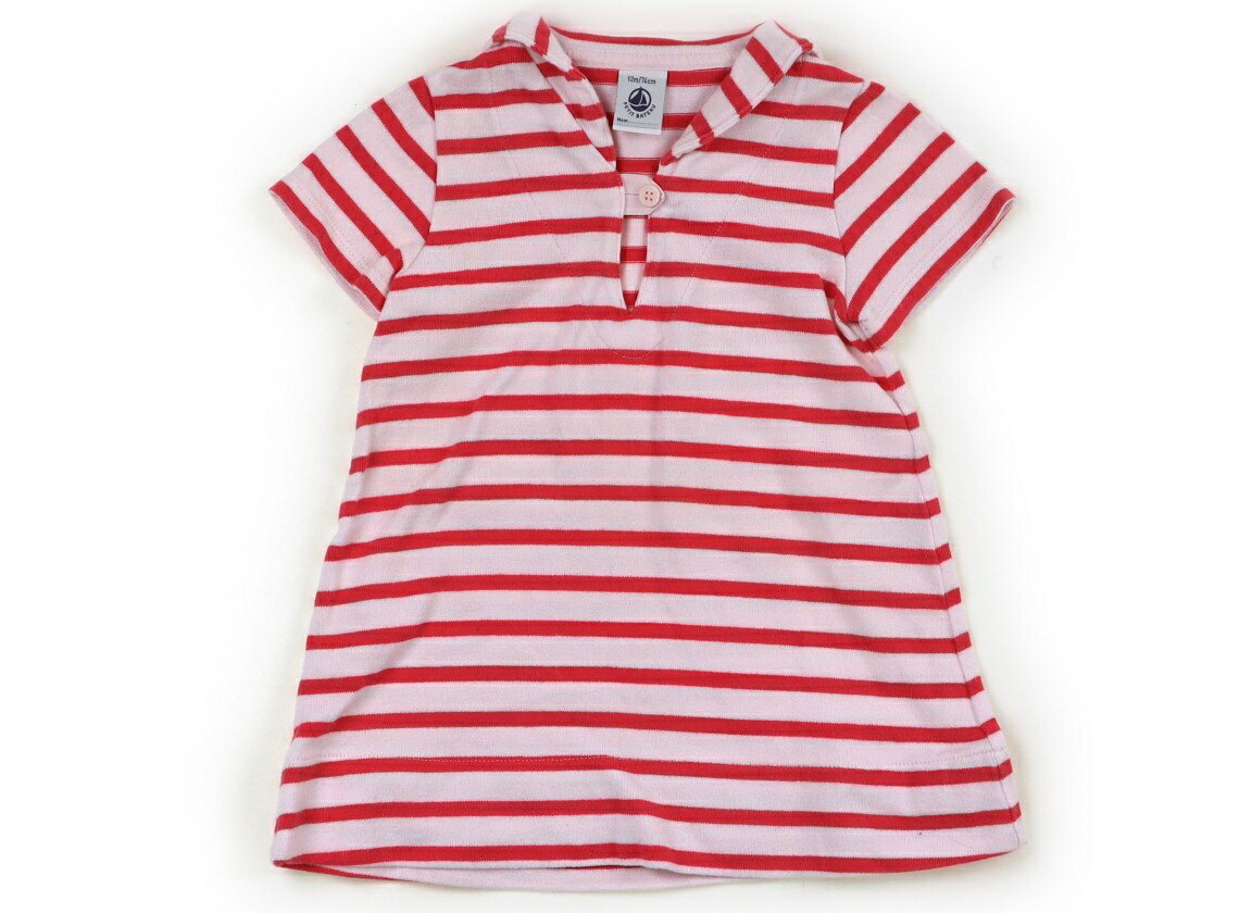 プチバトー PETIT BATEAU ワンピース 70 女の子 ピンク・ボーダー 子供服 ベビー服 キッズ アウトレット ユーズド 【中古】キッズ・ベビー・マタニティ