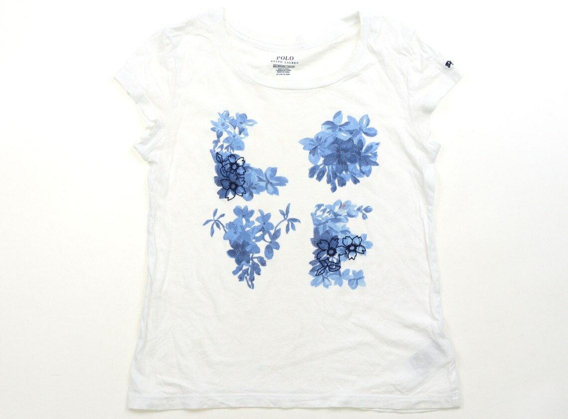 ポロラルフローレン POLO RALPH LAUREN Tシャツ・カットソー 130 女の子 白、青花 子供服 ベビー服 キッズ アウトレット ユーズド 【中古】キッズ・ベビー・マタニティ