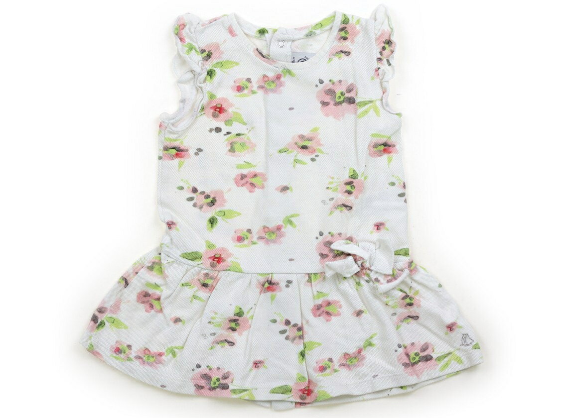 プチバトー PETIT BATEAU ワンピース 80 女の子 ホワイト・パステルピンク系花柄 子供服 ベビー服 キッズ アウトレット ユーズド 【中古】キッズ・ベビー・マタニティ