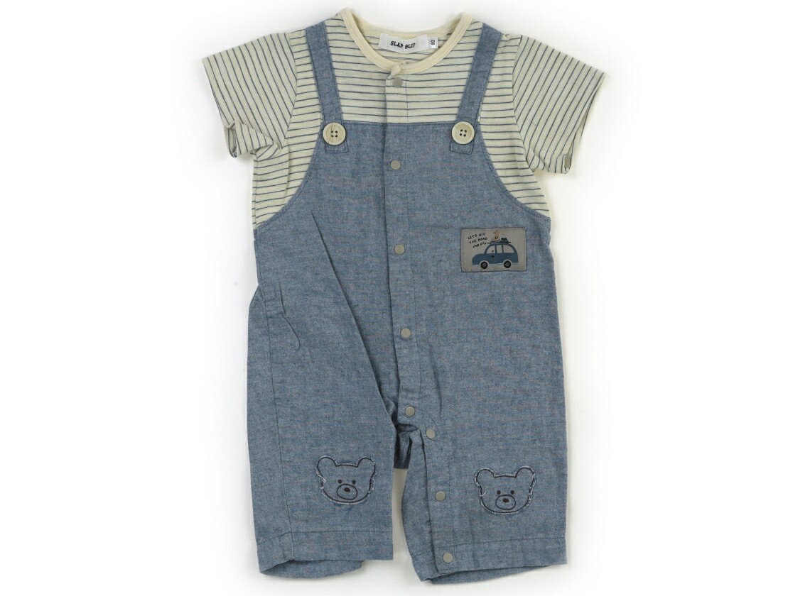 スラップスリップ SLAP SLIP カバーオール 80 男の子 薄水色 車柄 クマ柄 トロンプルイユ 子供服 ベビー服 キッズ アウトレット ユーズド 【中古】キッズ・ベビー・マタニティ