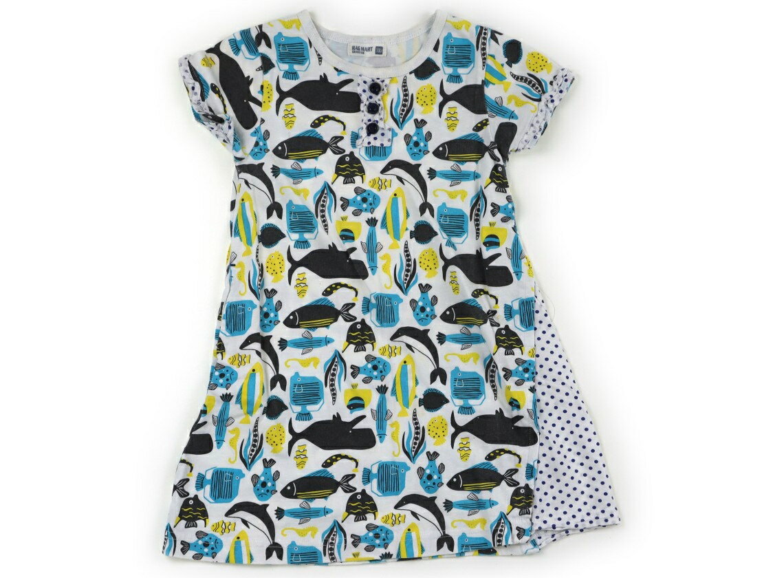 ラグマート Rag Mart ワンピース 100 女の子 白、黒・青・黄色の魚柄 子供服 ベビー服 キッズ アウトレ..