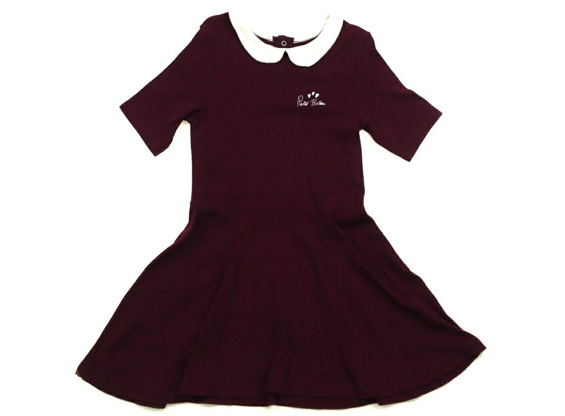 プチバトー PETIT BATEAU ワンピース 110 女の子 ワインレッド・オフホワイト 子供服 ベビー服 キッズ アウトレット ユーズド 【中古】キッズ・ベビー・マタニティ